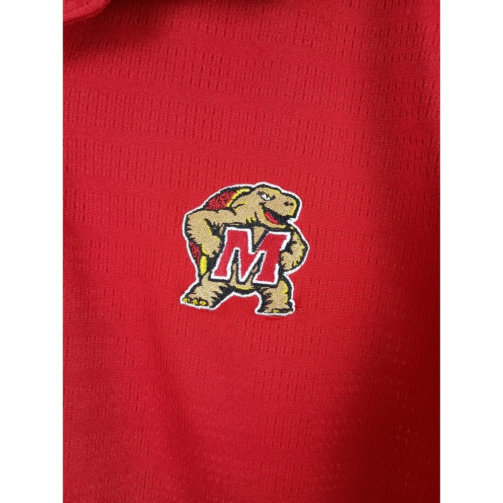 ADIDAS‎ MARYLAND TERPS SEWN LARGE COLLAR POLO RED SHIRT